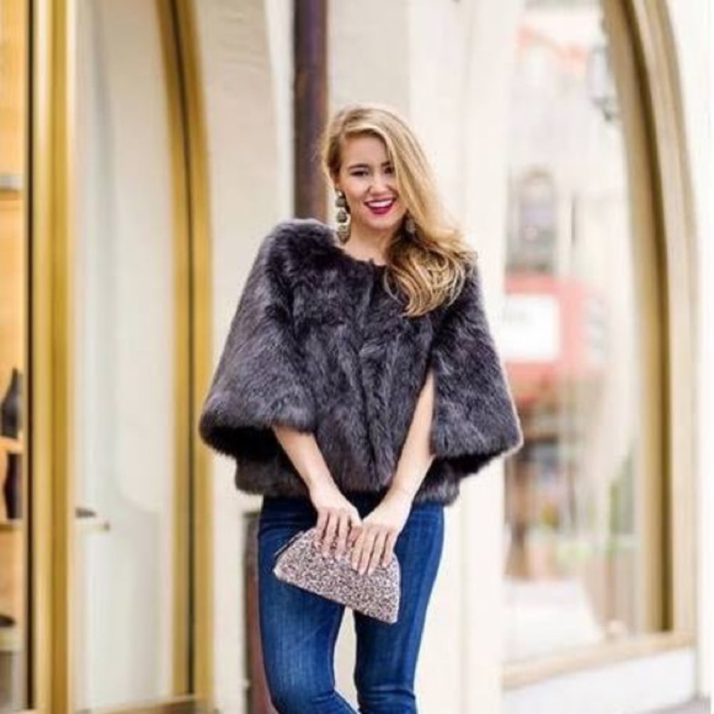 Faux Fur Jacket Cape